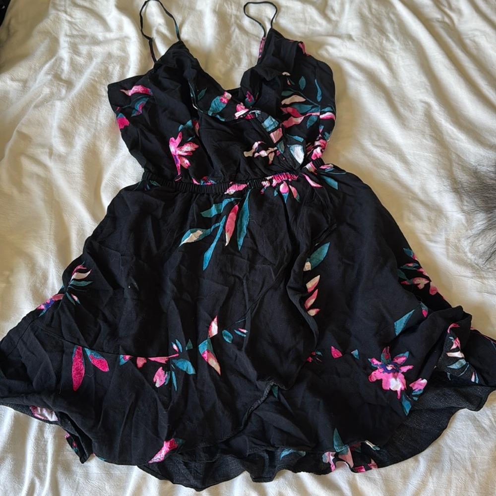 Summer black floral dress